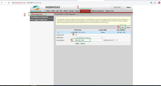 Hướng Dẫn Mở Port Đầu Ghi Hikvision Trên Modem HG8045A5