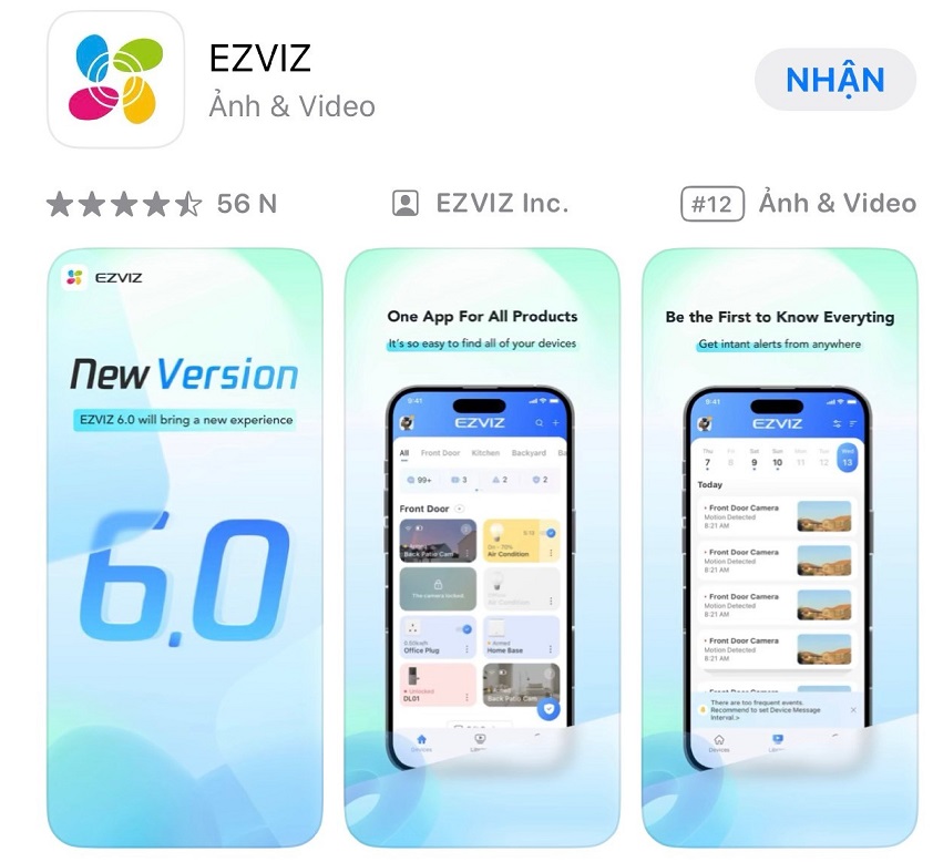 Tải ứng dụng Camera Ezviz C6n